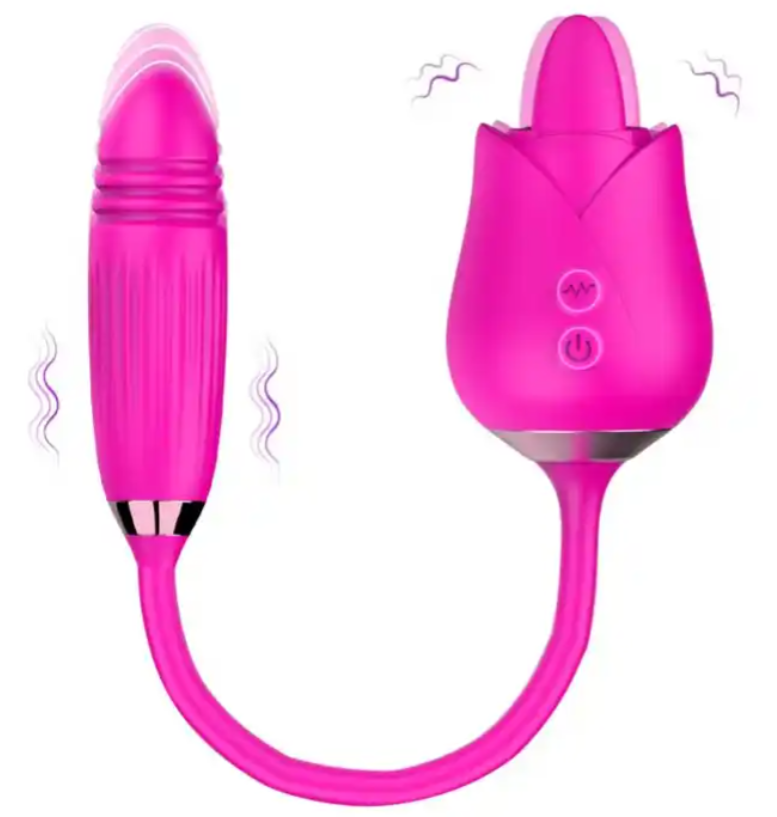 Licking Thrusting Rose Bullet Vibrator