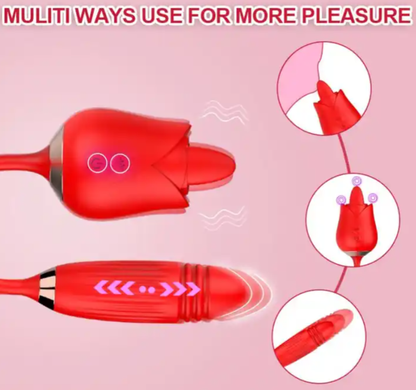 Licking Thrusting Rose Bullet Vibrator