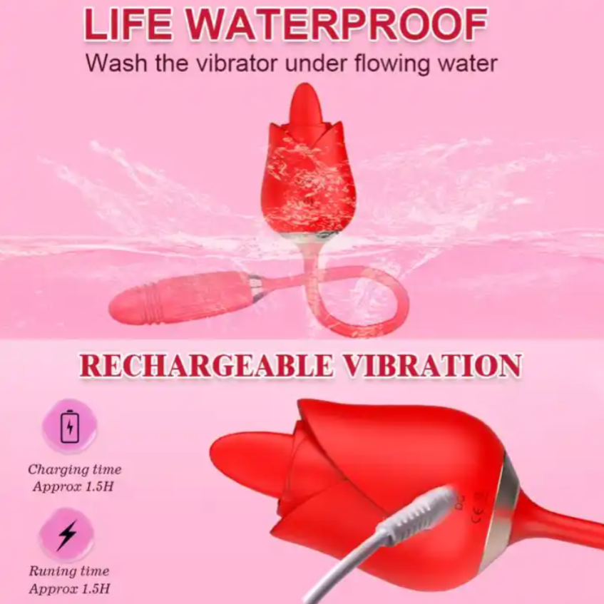 Licking Thrusting Rose Bullet Vibrator