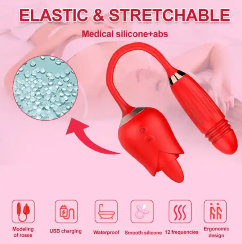 Licking Thrusting Rose Bullet Vibrator