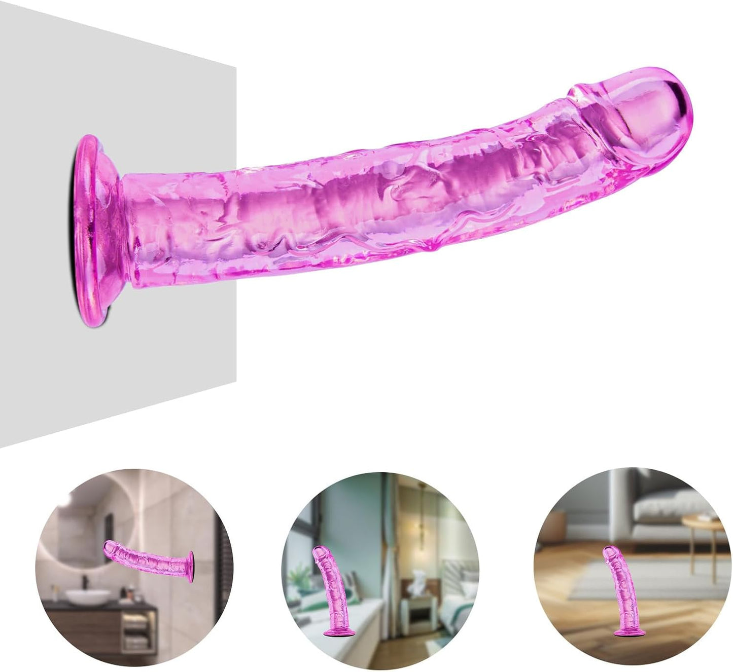 7 Inch Clear Dildo with Suction Cup - Pink
