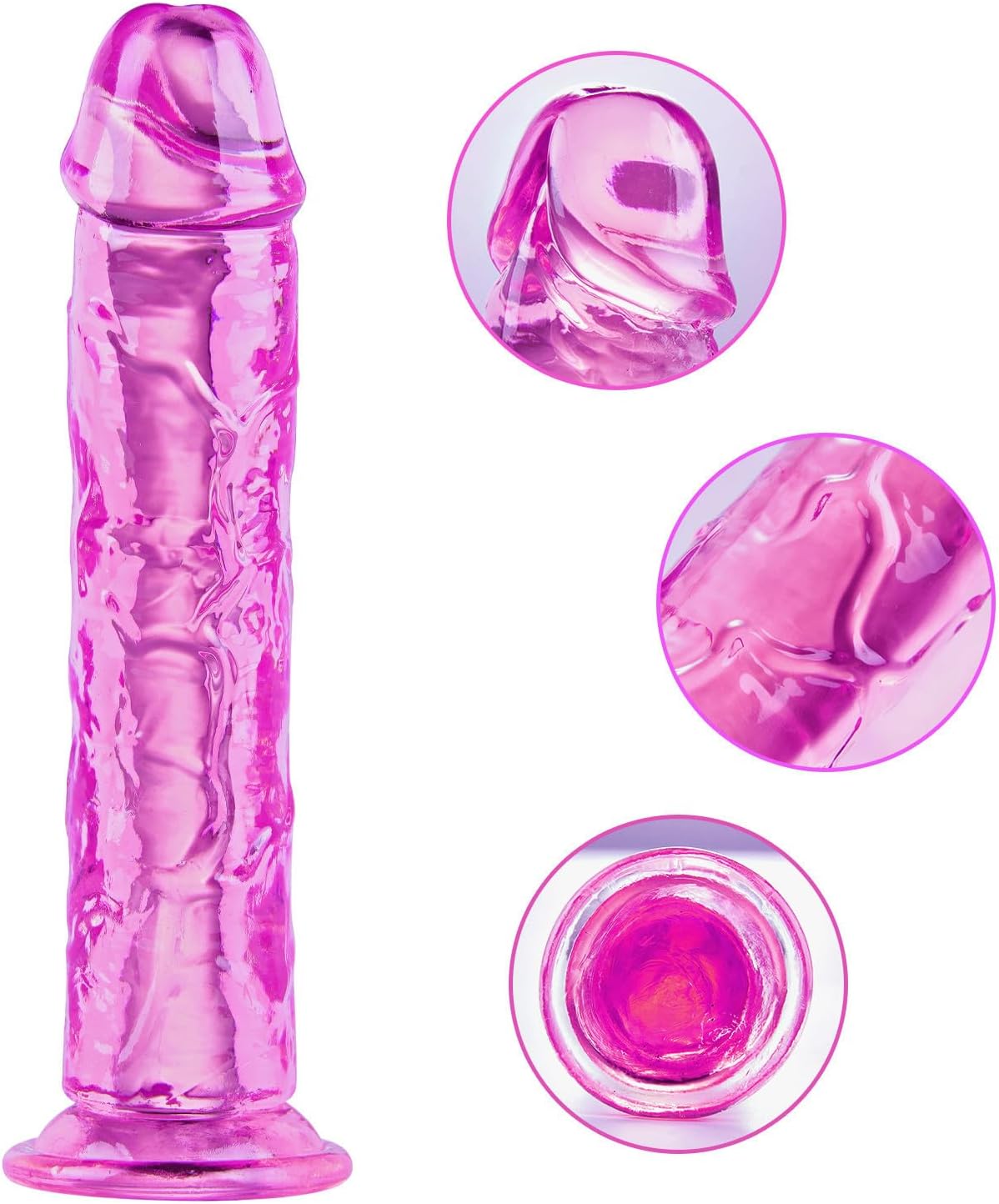 7 Inch Clear Dildo with Suction Cup - Pink