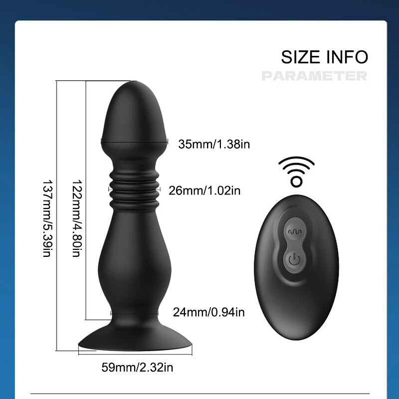 Anal Plug - Thrusting Vibrating with Suction Cup