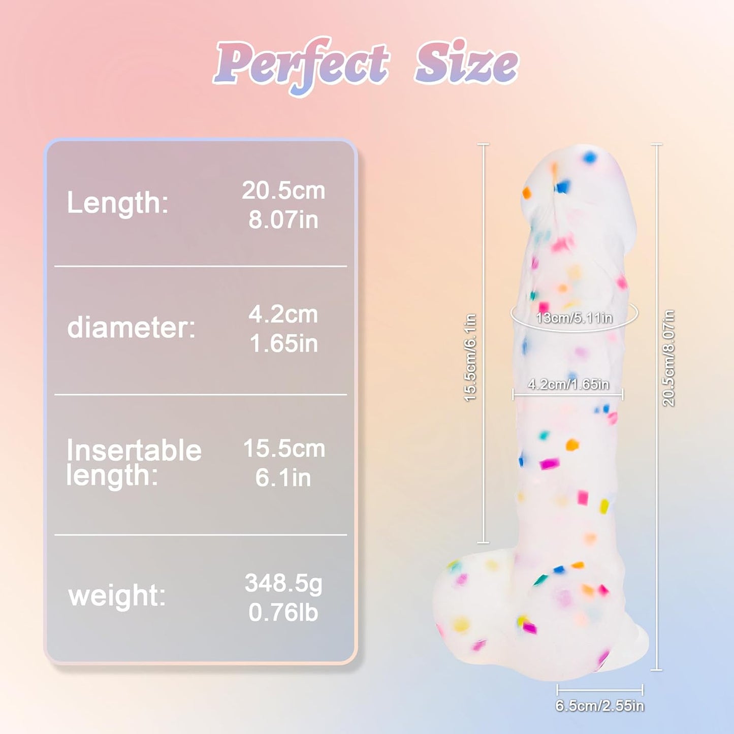 8 Inch Confetti Dildo