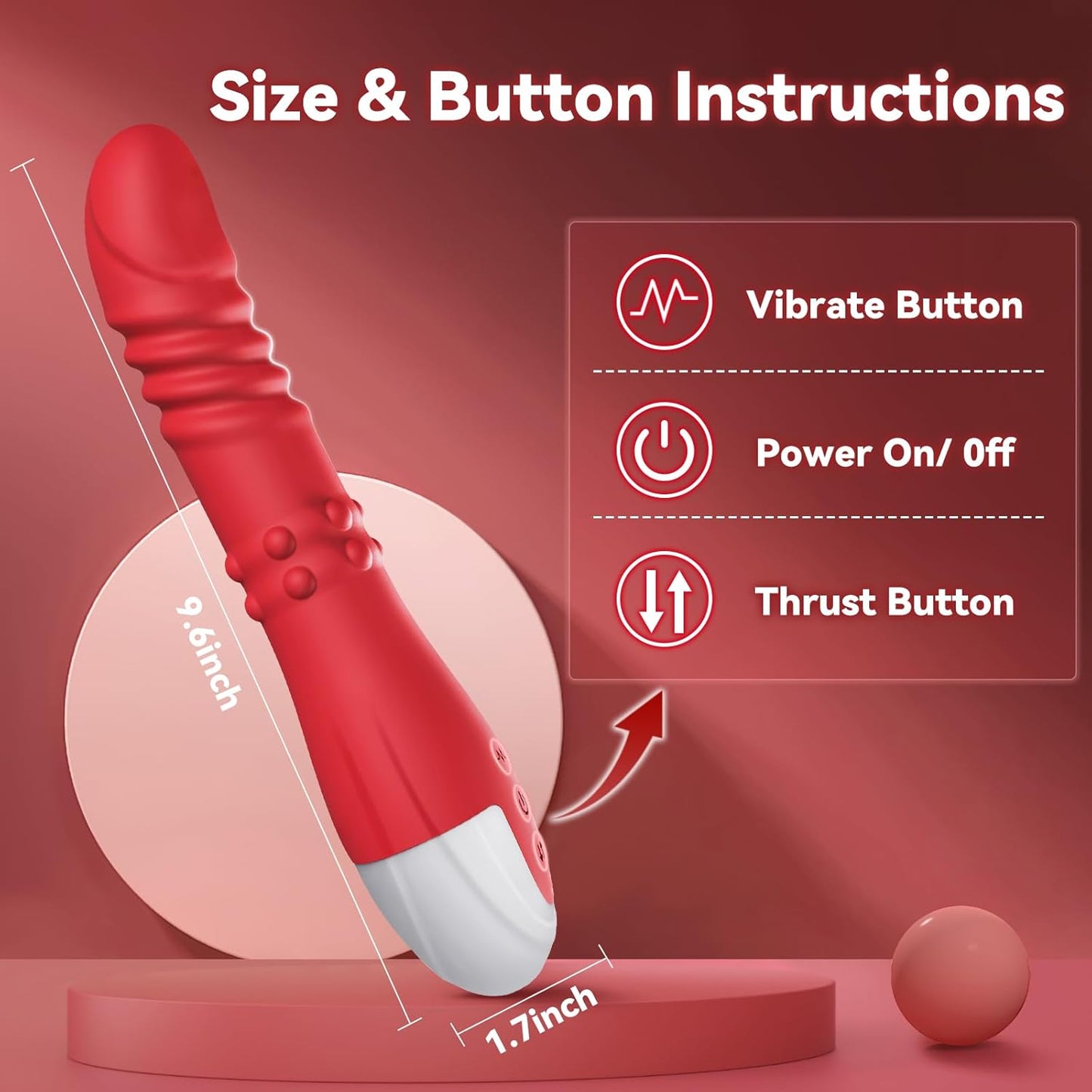 Sex Machine Automatic Thrusting Dildo - Red