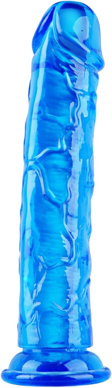 7 Inch Clear Dildo with Suction Cup - Blue