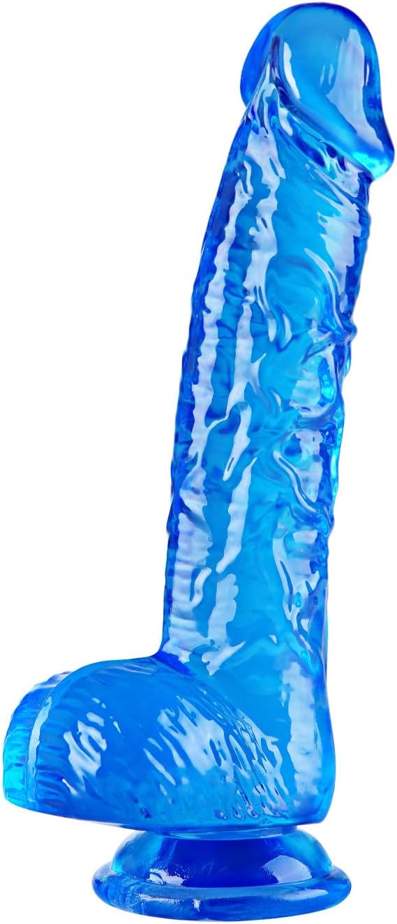 6.4 Inch Clear Dildo with Suction Cup - Blue