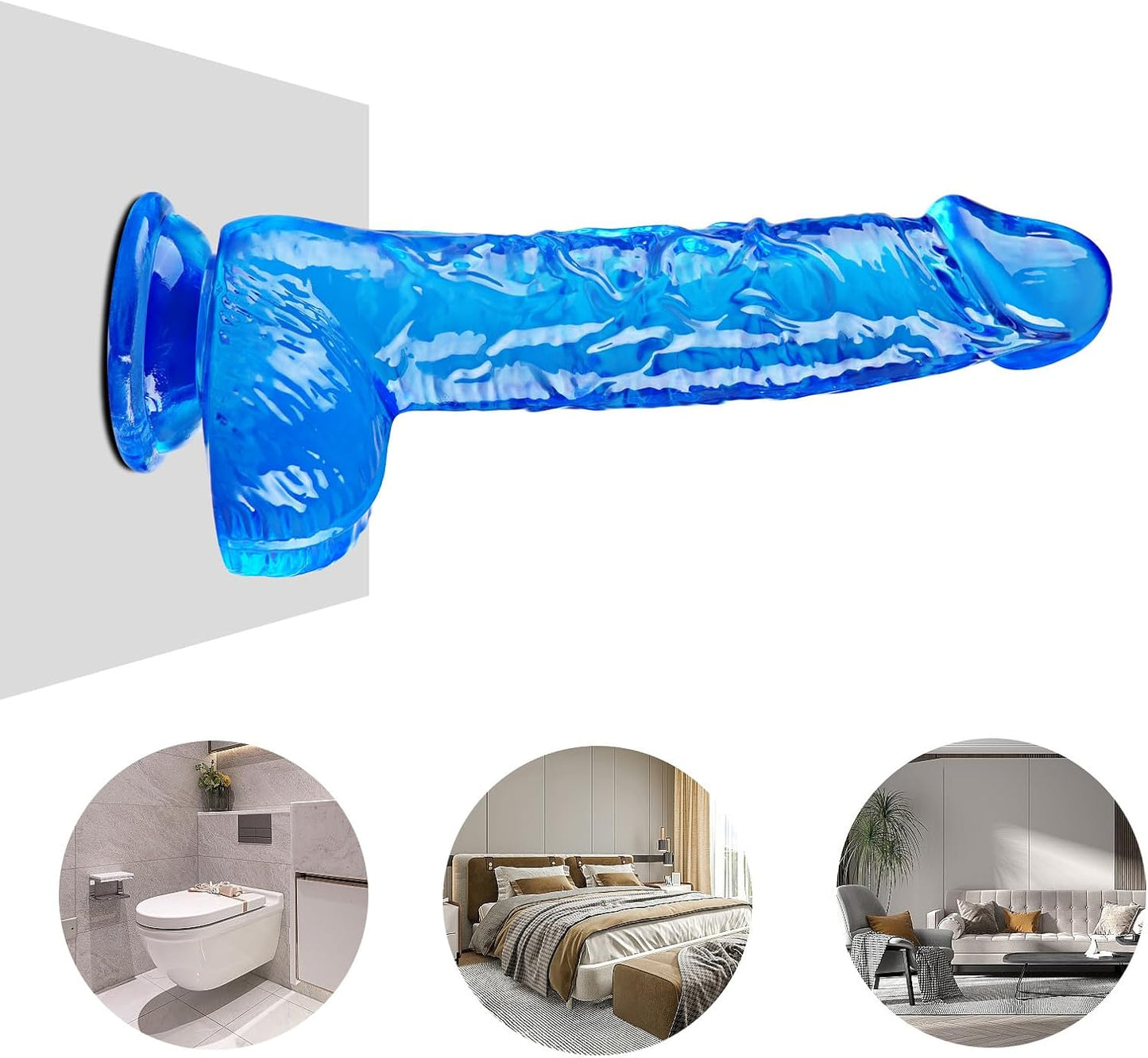 6.4 Inch Clear Dildo with Suction Cup - Blue