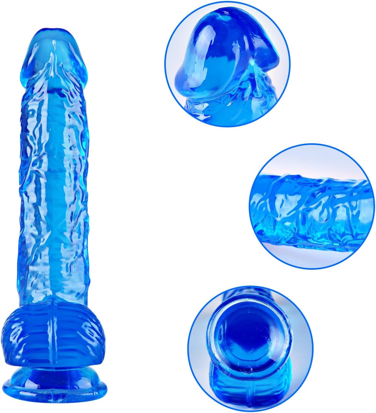 6.4 Inch Clear Dildo with Suction Cup - Blue