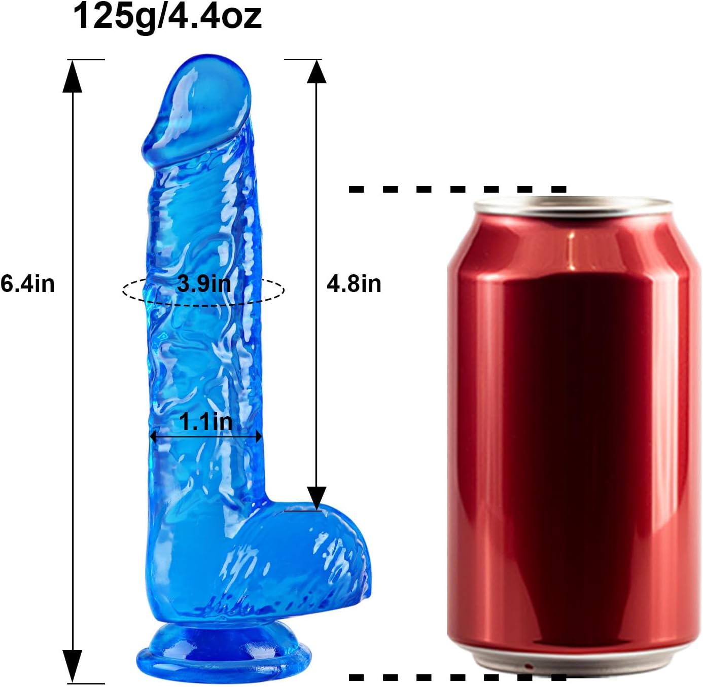 6.4 Inch Clear Dildo with Suction Cup - Blue