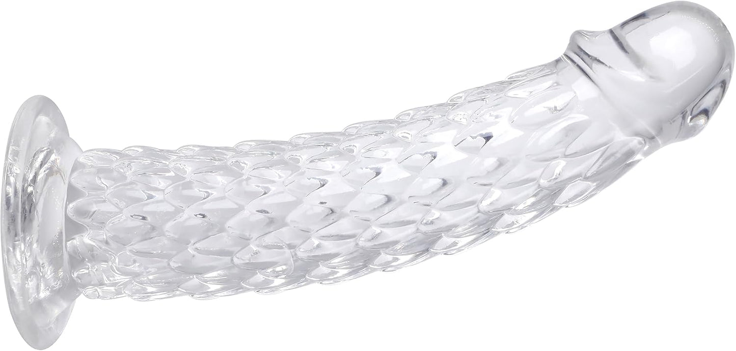 8.3 Inch Dragon Scale Clear Dildo with Suction Cup