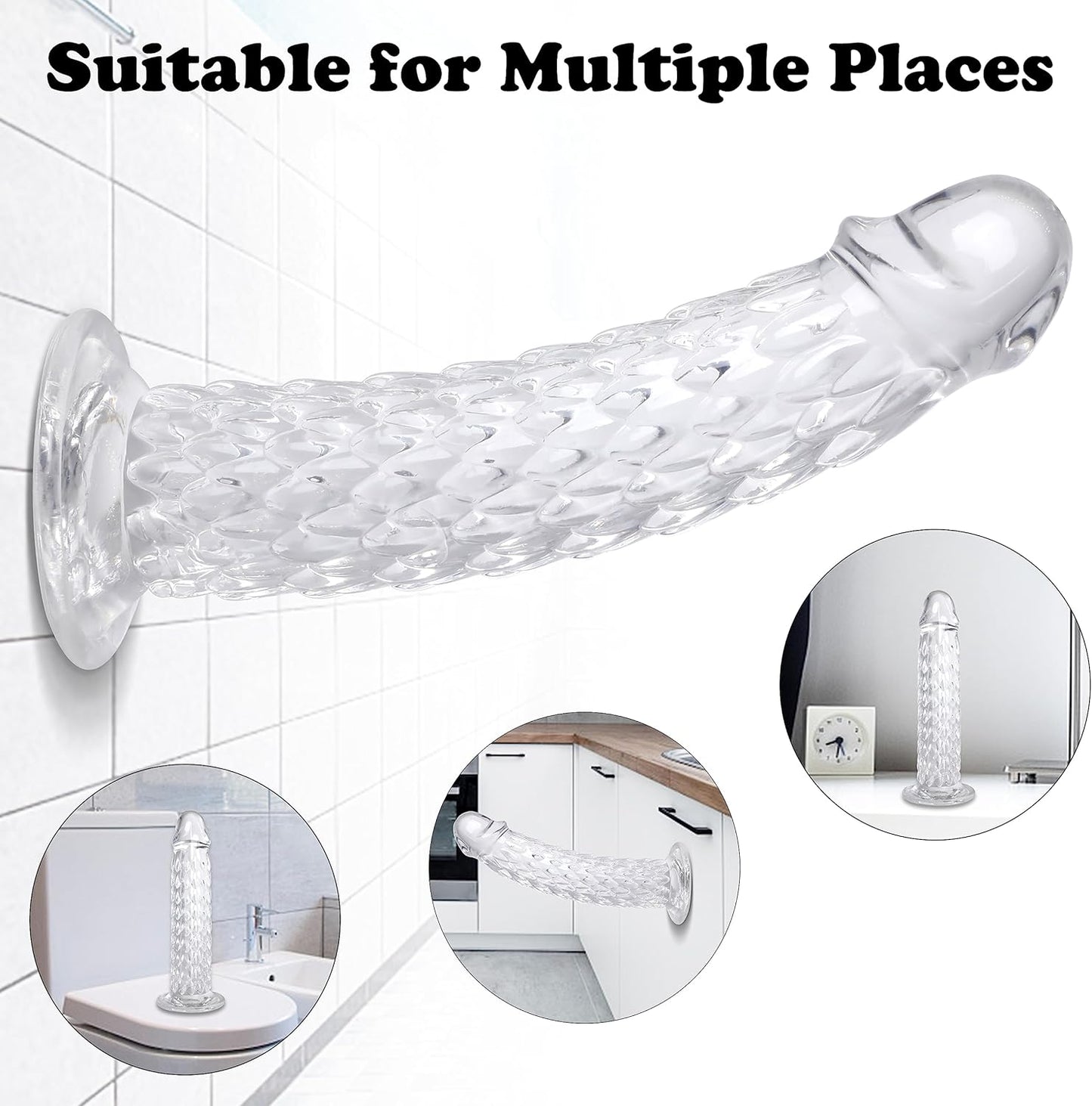 8.3 Inch Dragon Scale Clear Dildo with Suction Cup