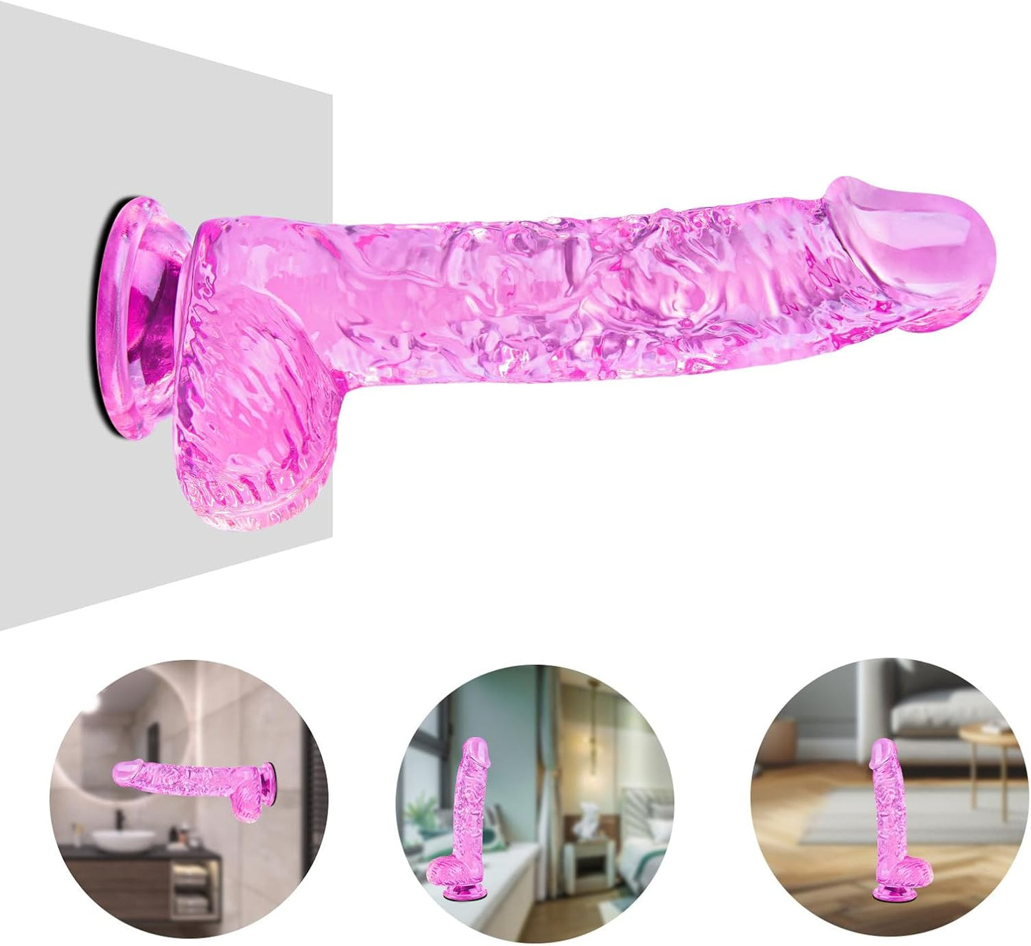 6.4 Inch Clear Dildo with Suction Cup - Pink