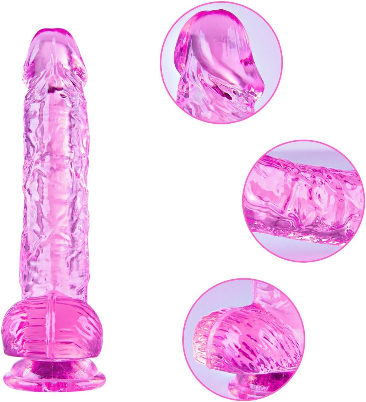 6.4 Inch Clear Dildo with Suction Cup - Pink