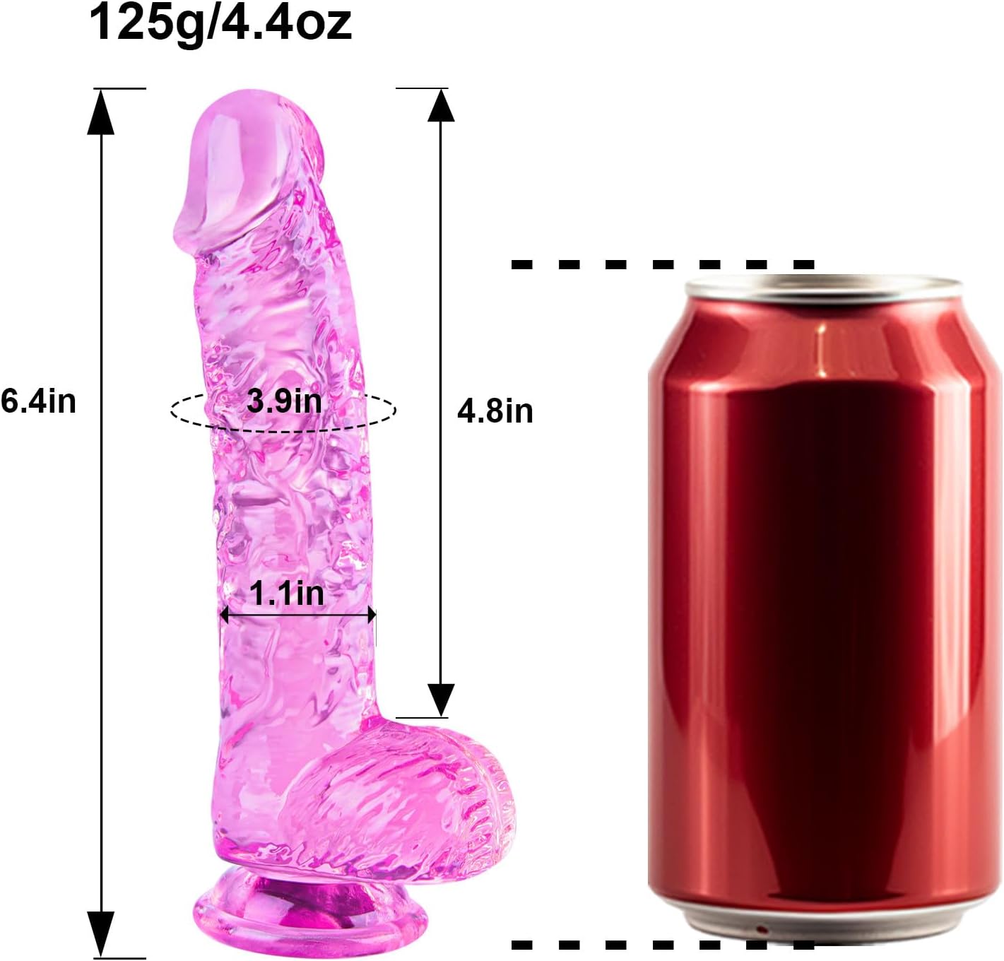 6.4 Inch Clear Dildo with Suction Cup - Pink