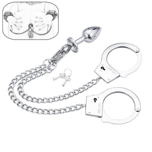 Handcuff Anal Plug Butt Bondage Metal Restraint