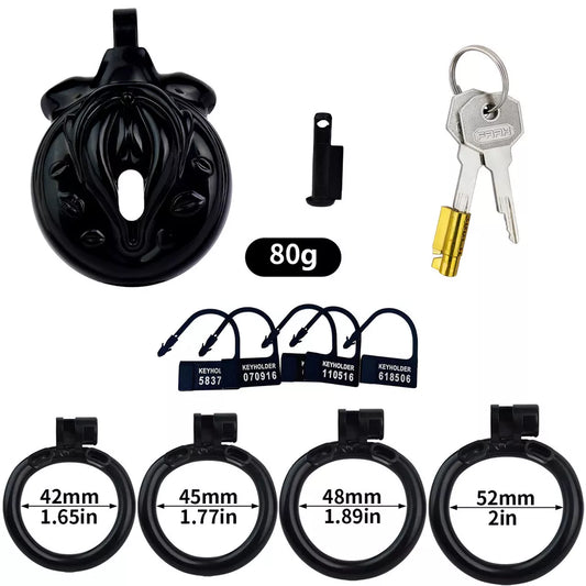 Male ABS Chastity Cage Click & Lock with Rings Lock Device